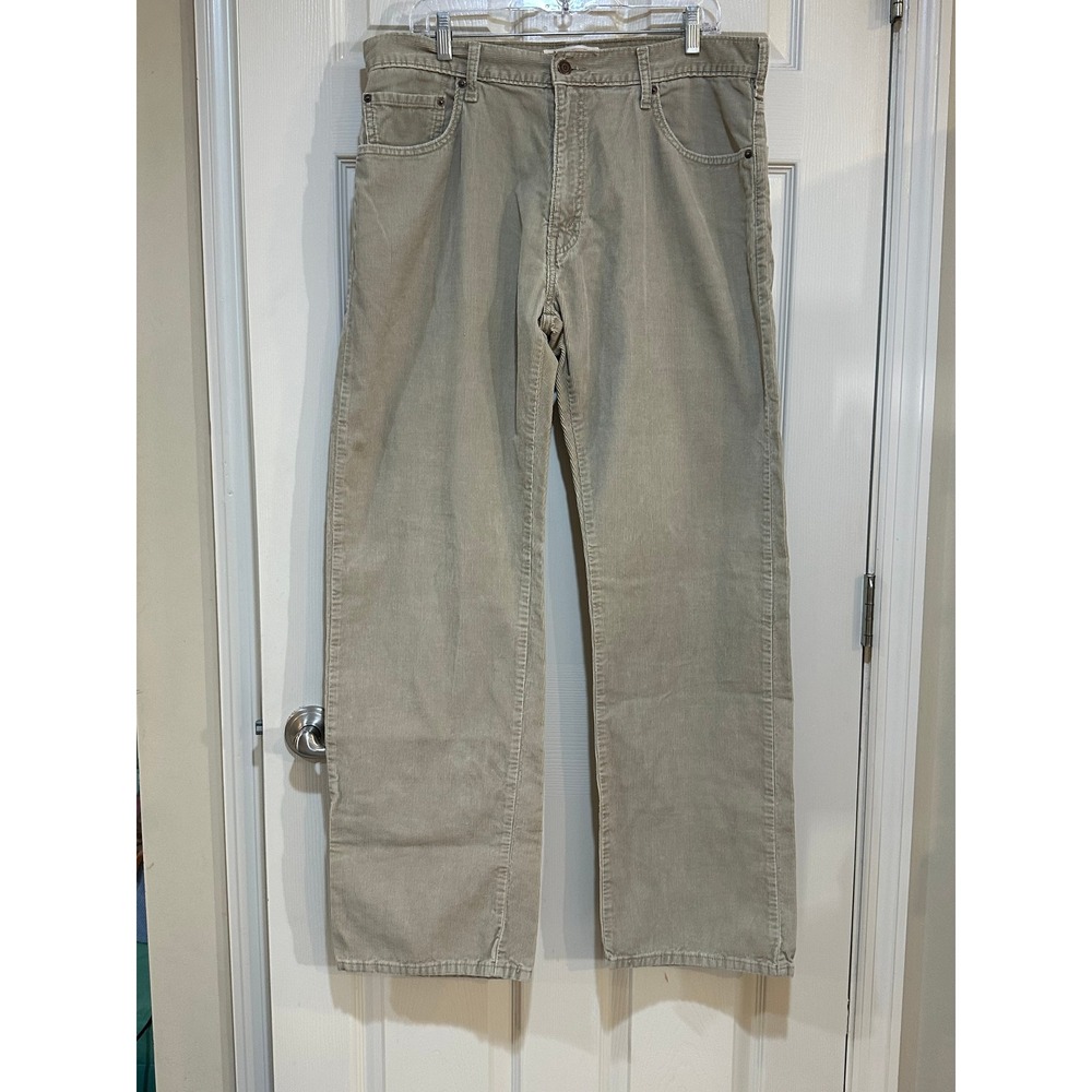 Levi Strauss Signature Mens Tan Corduroy Straight Fit Pants W36 L34 Khaki